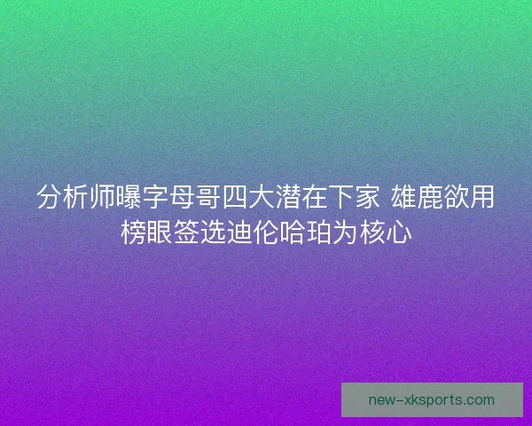 分析师曝字母哥四大潜在下家 雄鹿欲用榜眼签选迪伦哈珀为核心
